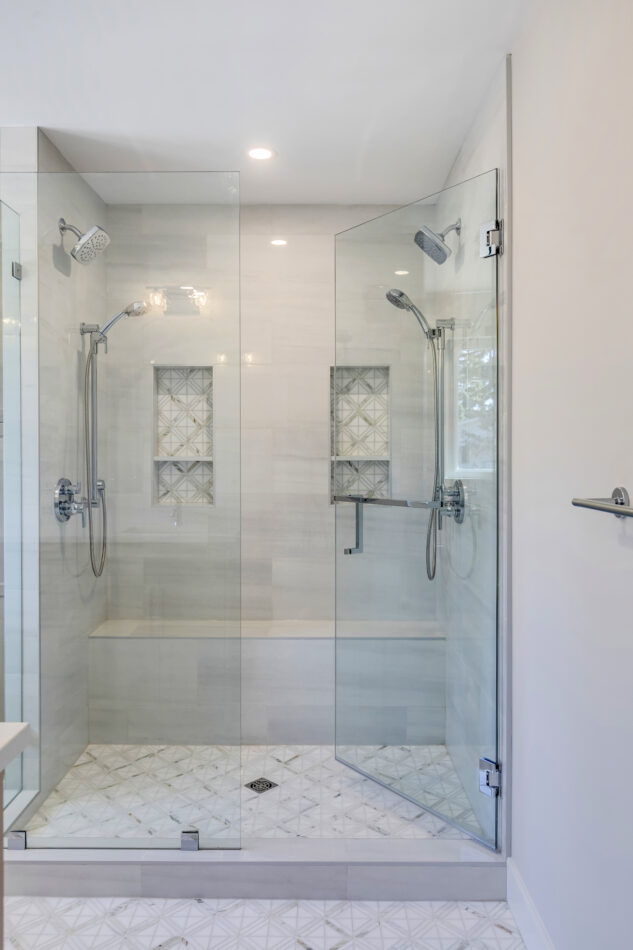 Marble tile shower