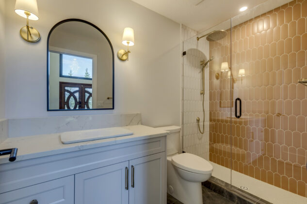 Bathroom with orange tile