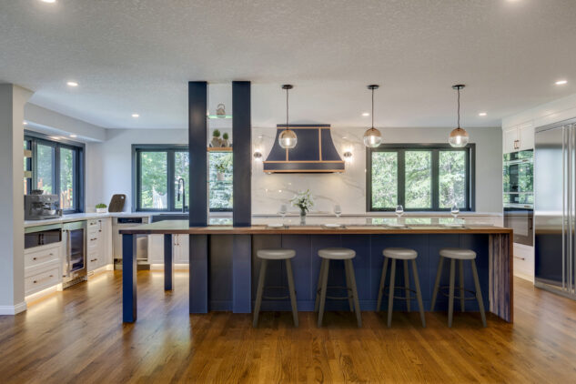 Blue kitchen island