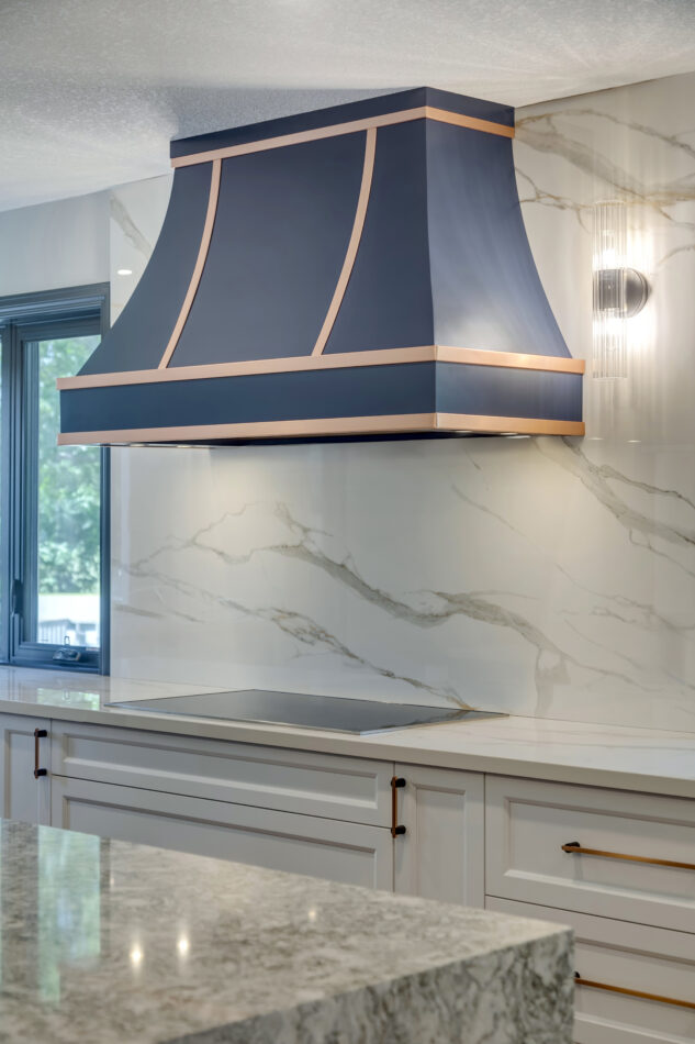 Blue and copper hood fan