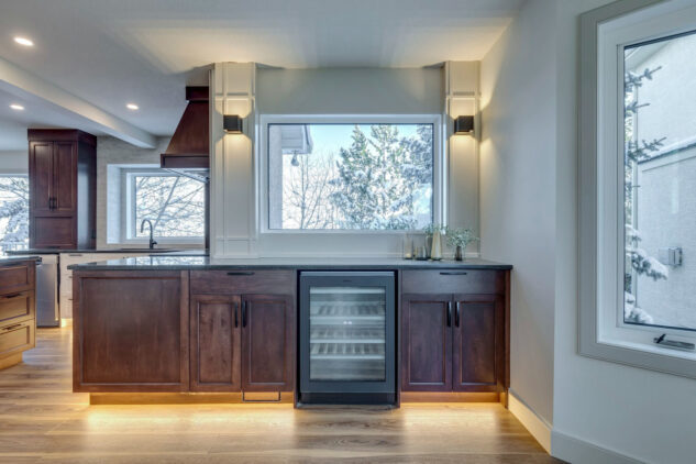 Coffee bar with wall sconces