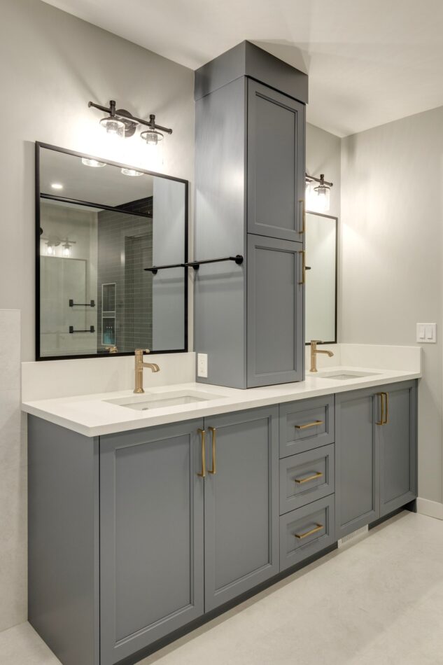 Blue double vanity