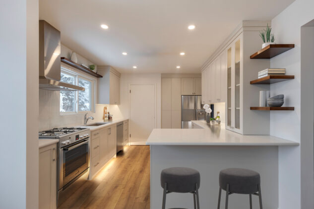 Modern kitchen with peninsula island