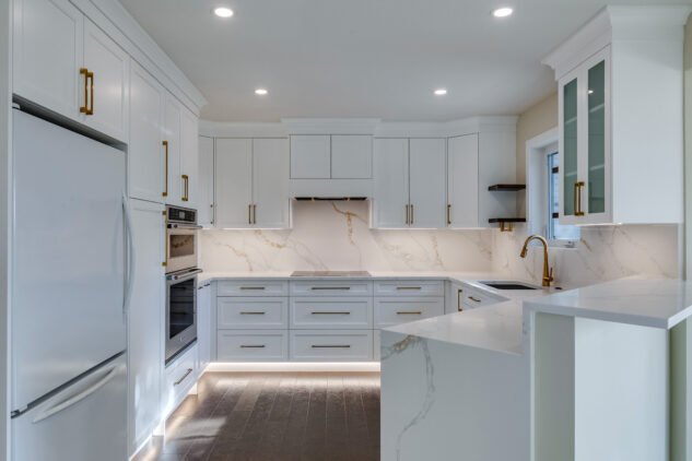 White kitchen with under cabinet lighting