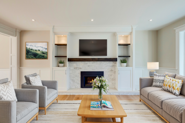 Living room with media TV built-in