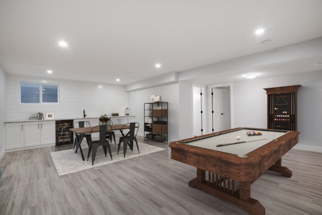 White long bar with pool table