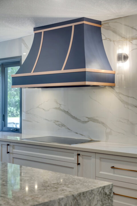 Blue and copper hood fan