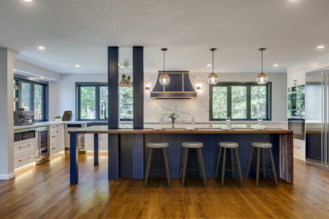 Blue kitchen island