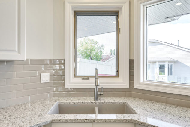 Kitchen sink overlooking window