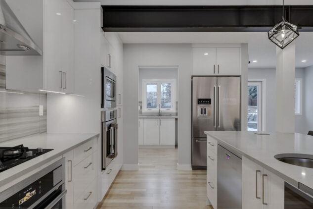 rench door wall oven in high gloss custom cabinetry