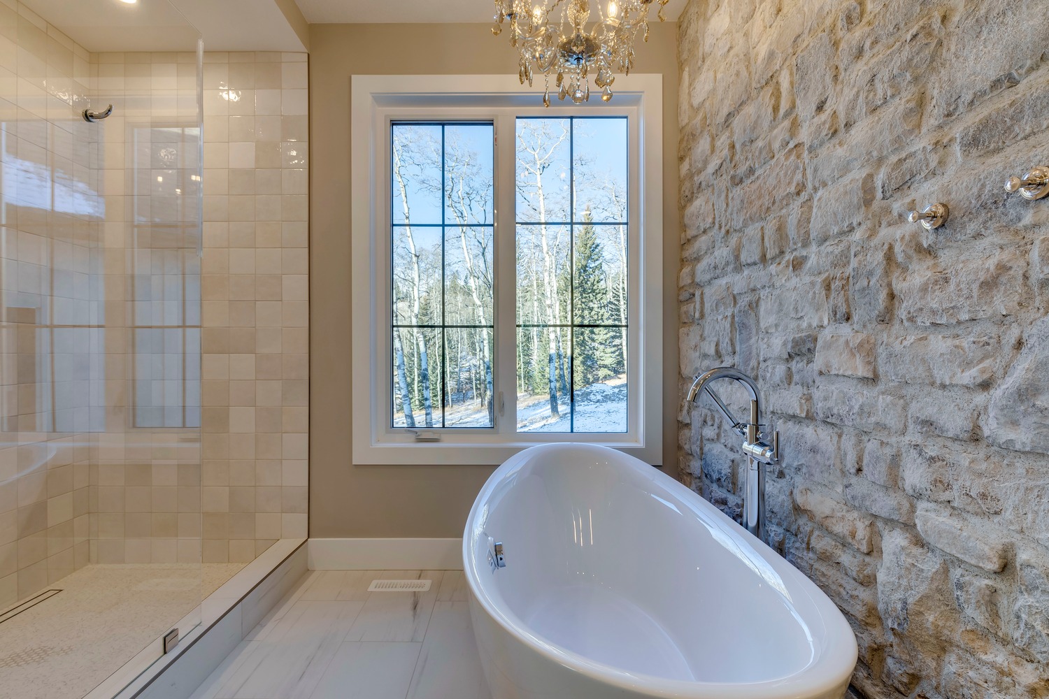 Ensuite in custom new build home in Millarville