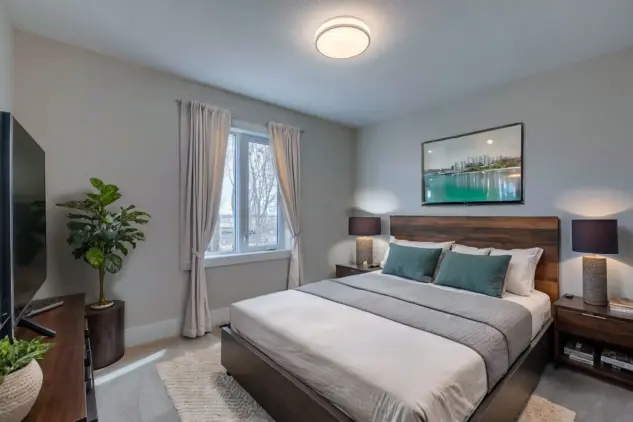 Primary bedroom in renovated Rocky View County home