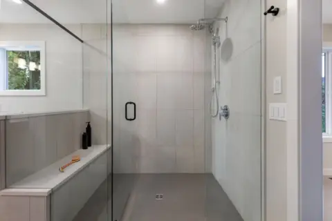 Spa-inspired shower with rain head in fully renovated Cranston home