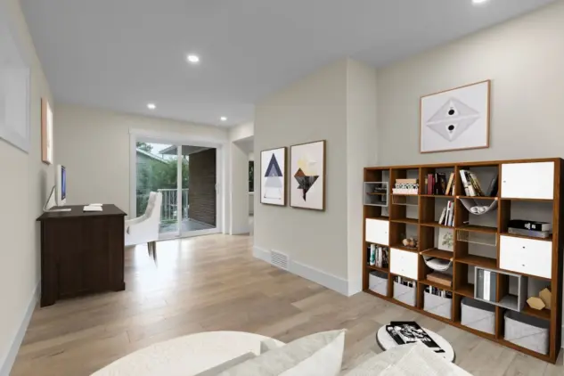 Home office in Charleswood home, where Melanson Homes constructed a front addition
